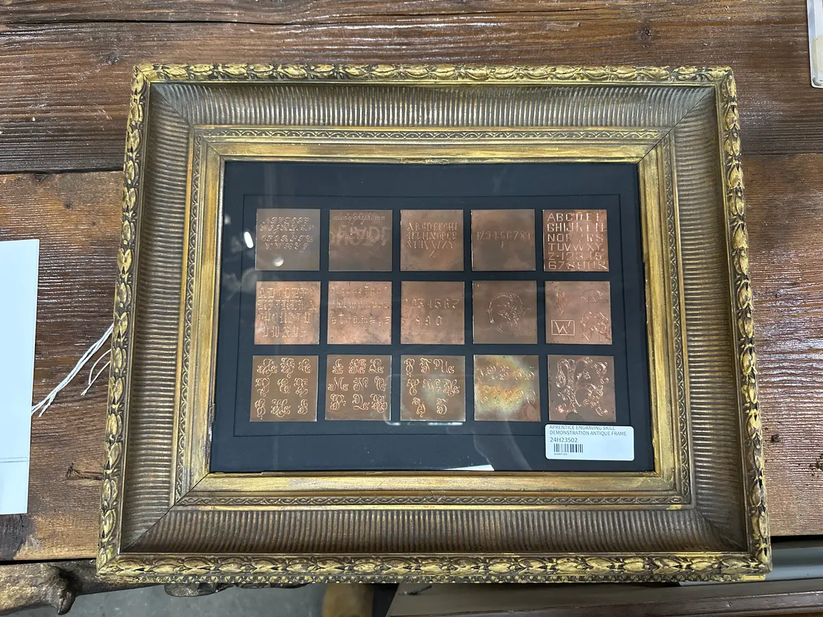 Aprentice Engraving Skill Demonstration Antique Frame 1