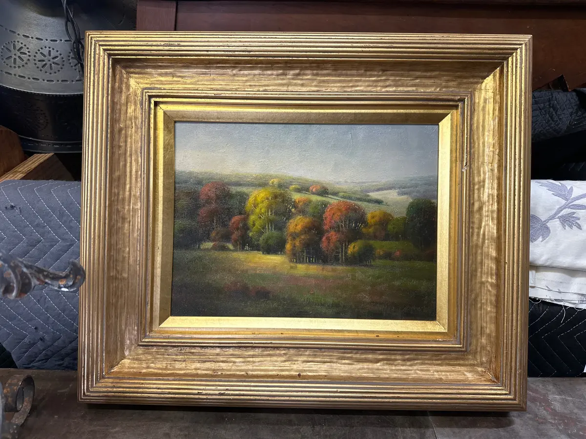 Gilt Framed Oil Painting Of Rolling Hills 1