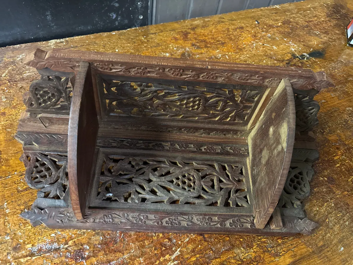 Small Indian Carved Corner Wall Shelf As Found 1