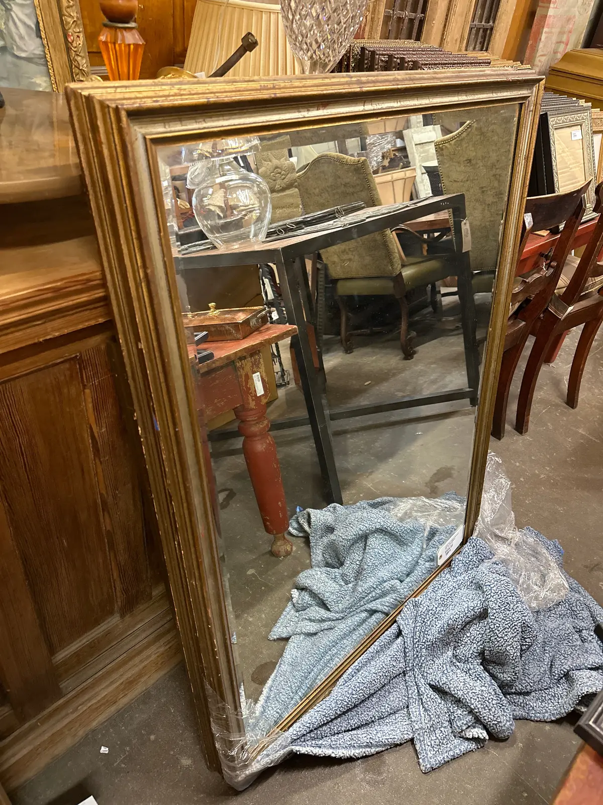 Large Rectangular Gold And Silver Mirror 1
