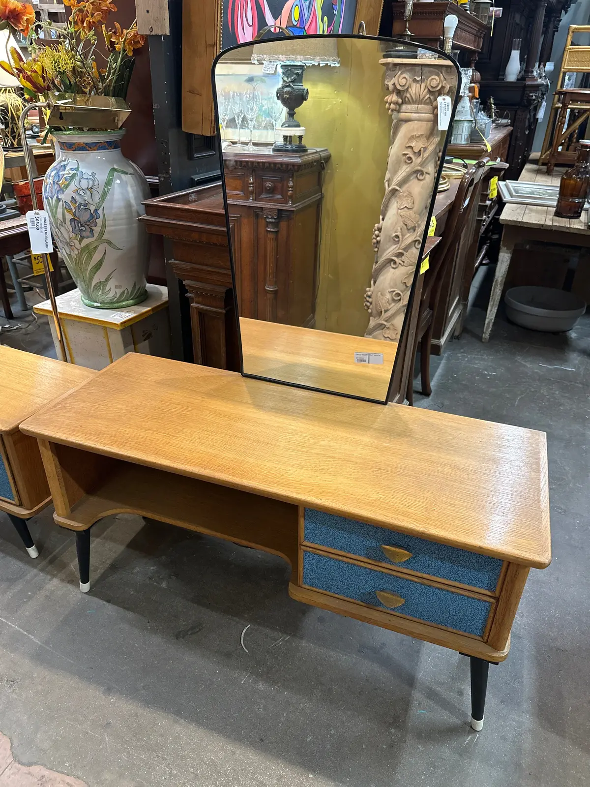 Midcentruy Low Vanity With Mirror 1