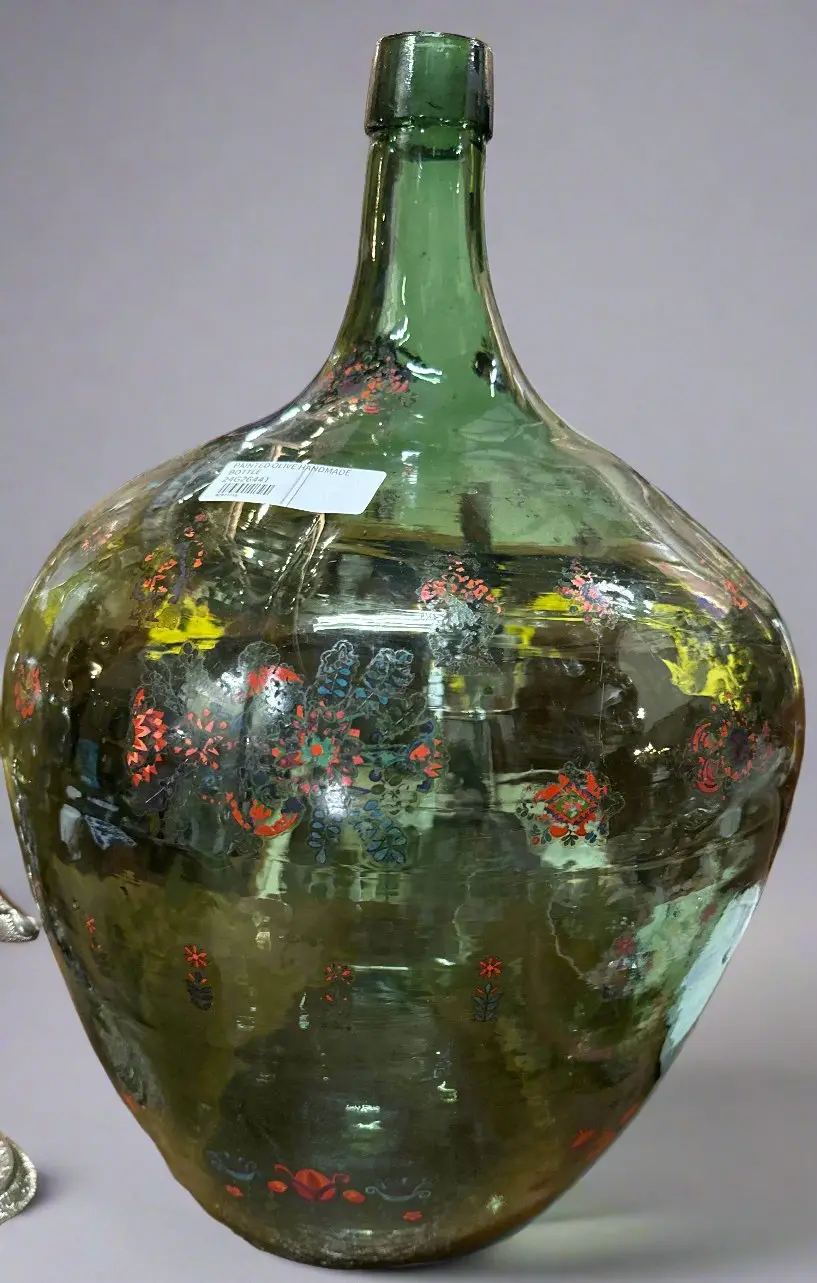 Painted Olive Handmade Bottle 1