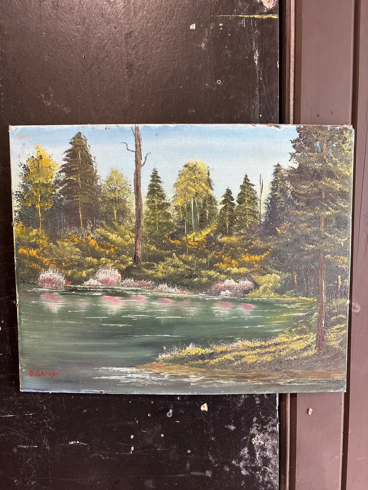 Small Unframed Oil On Board Landscape Signed O.Garvin 1