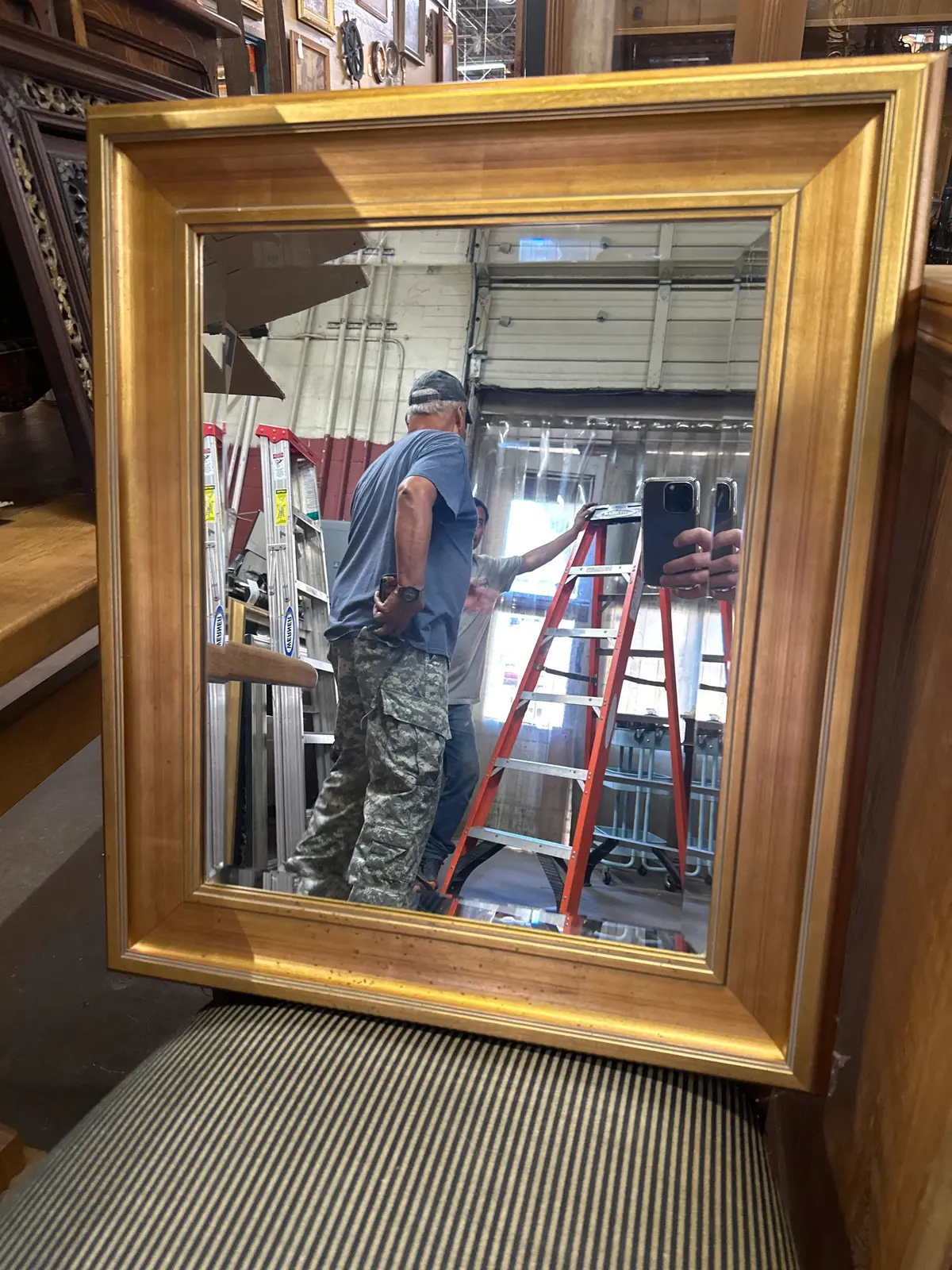 Beveled Gold Frame Wood Mirror 1