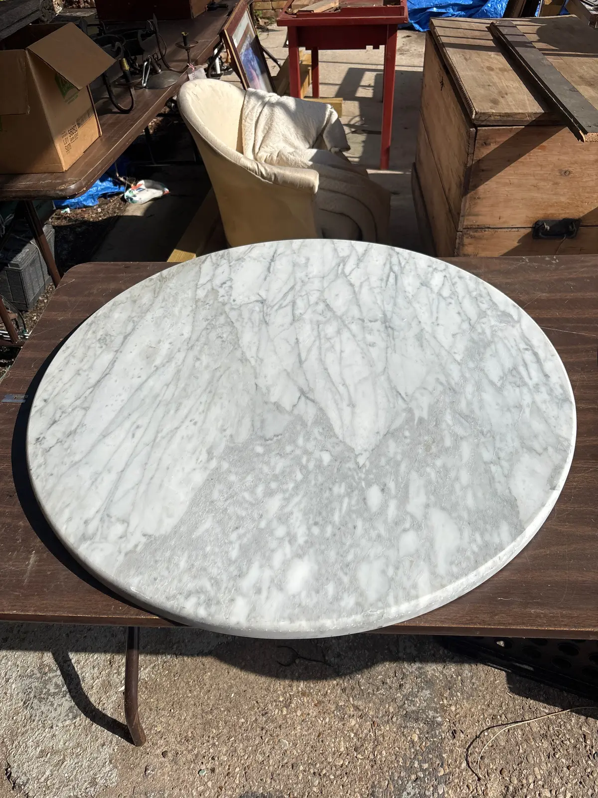 Thick White Round Marble Top 1 Of 4 1