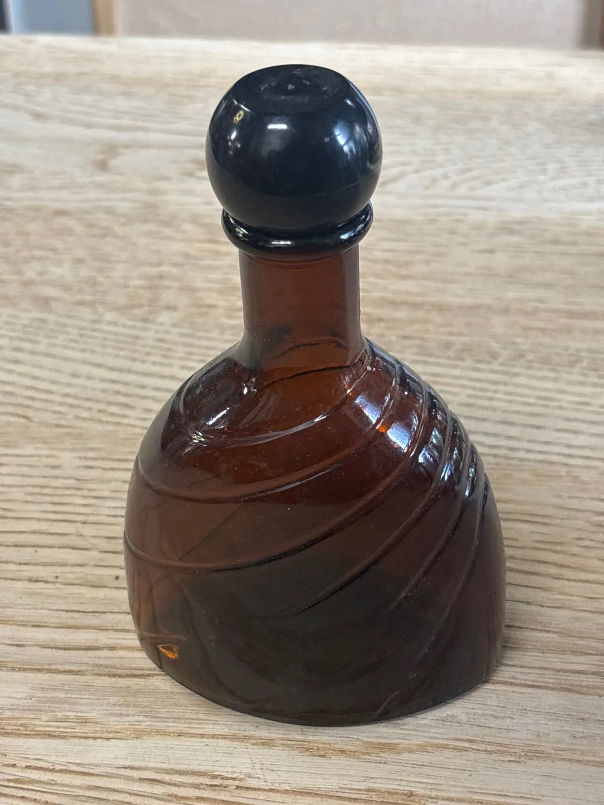 Small Shaped Brown Glass Flat Bottom Decanter 1