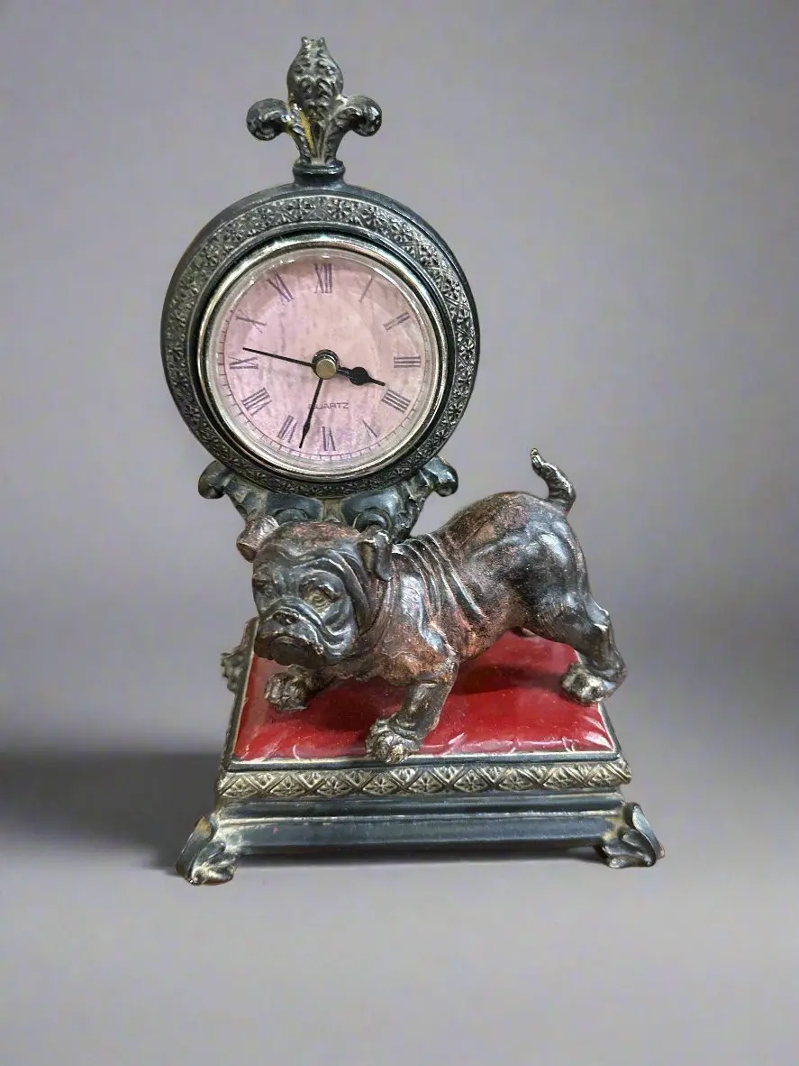 Small Resin Bulldog Clock-Not Old As Found 1