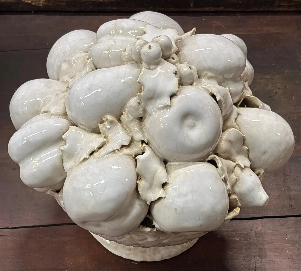 Large White Fruit Bowl Centerpiece With As Found Base 1