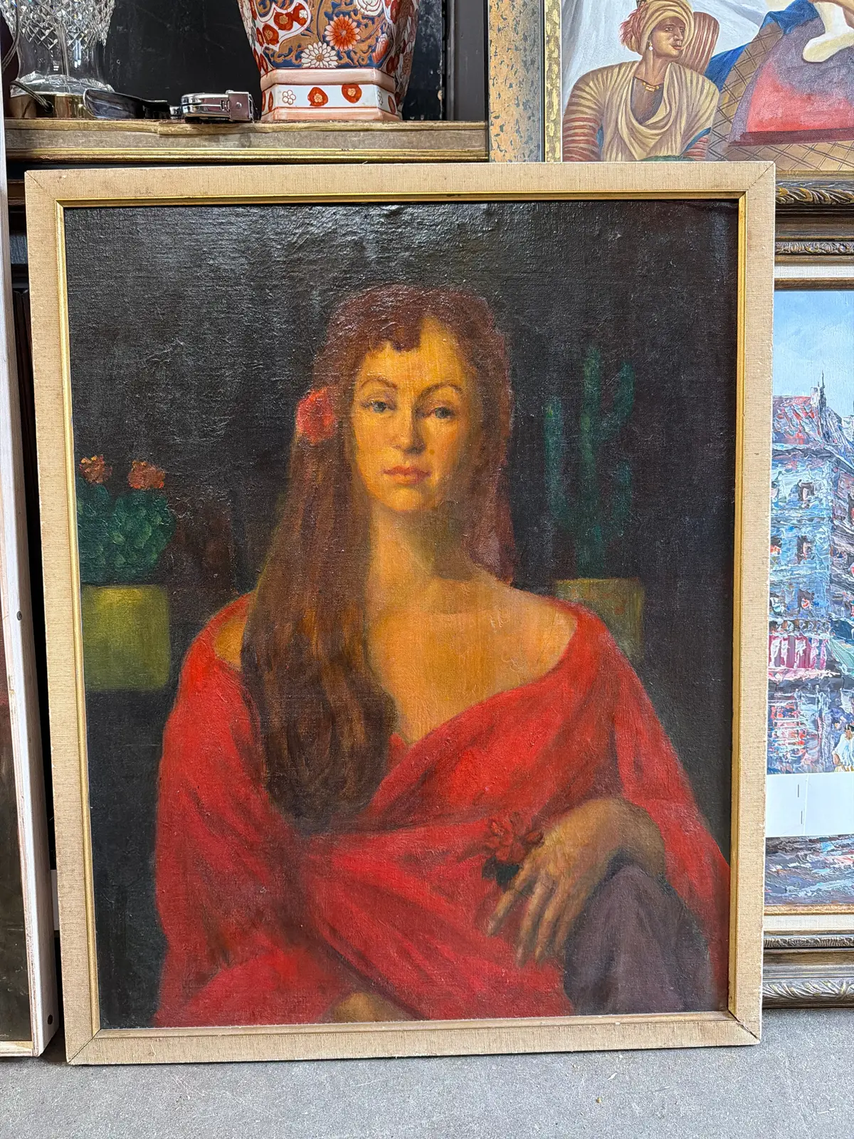 Lady In Red Oil Painting 1
