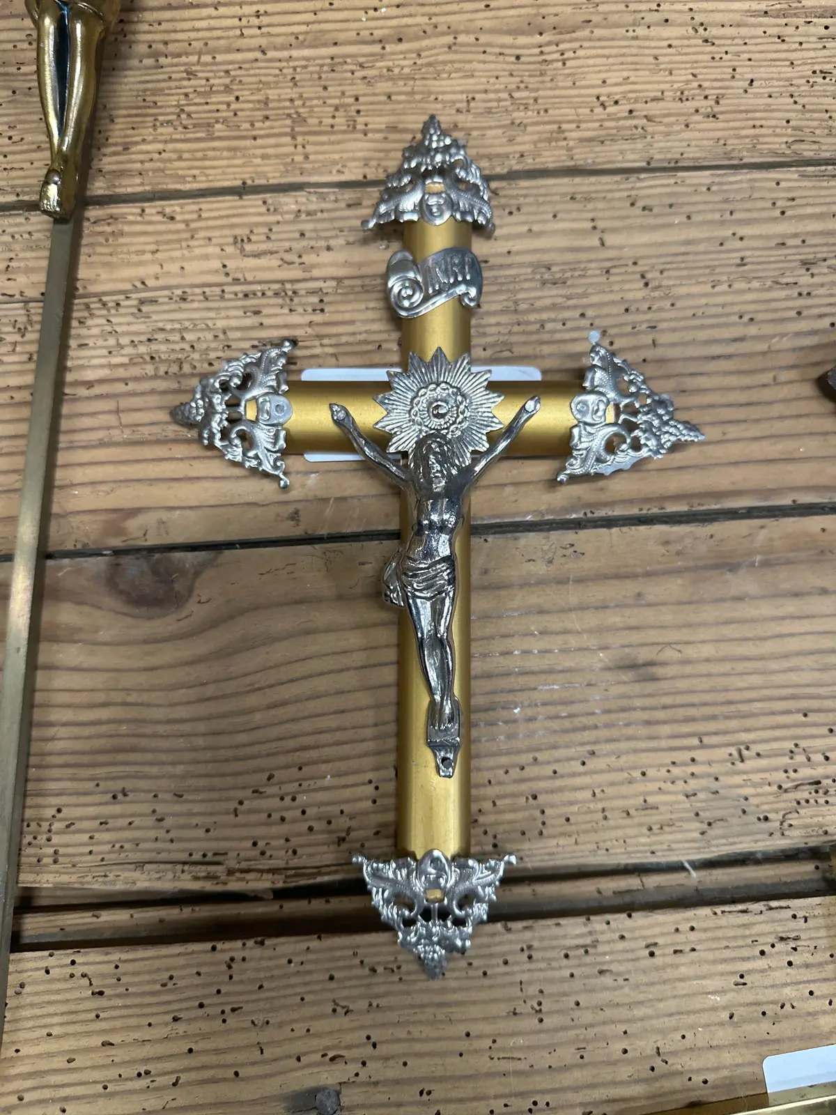 Small Ornate Cricifix With Chrome And Gold 1