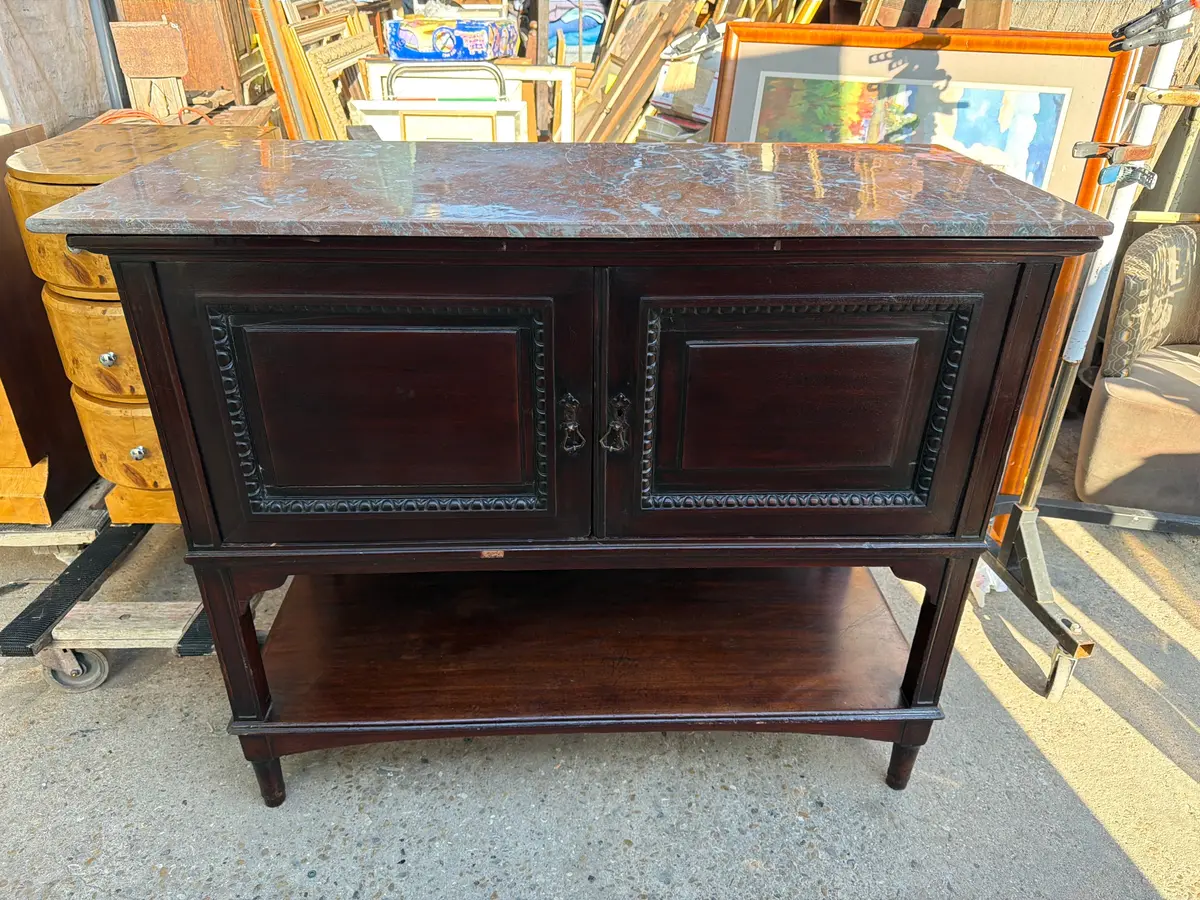 English Marble Top Mahogany Server 1
