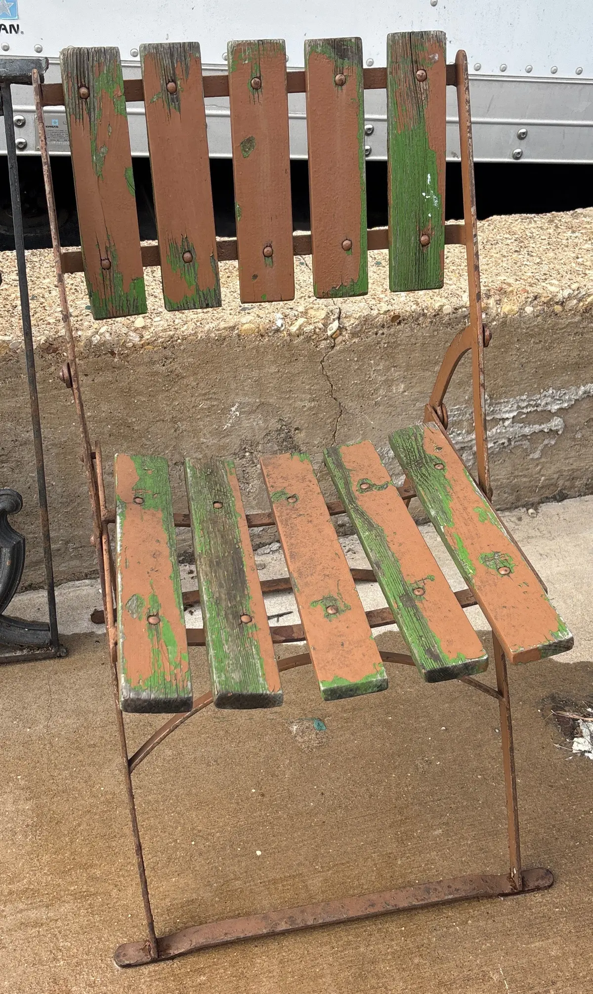 Vintage Wood And Iron Folding Chair 1