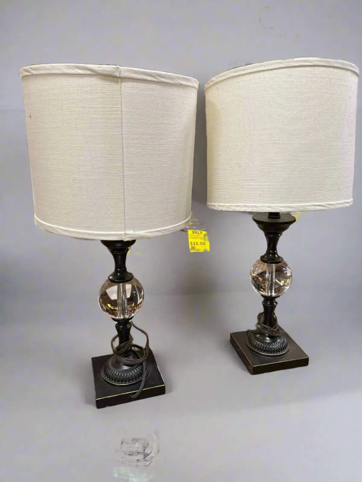 Pair Of Metal Patinated Lamps 1
