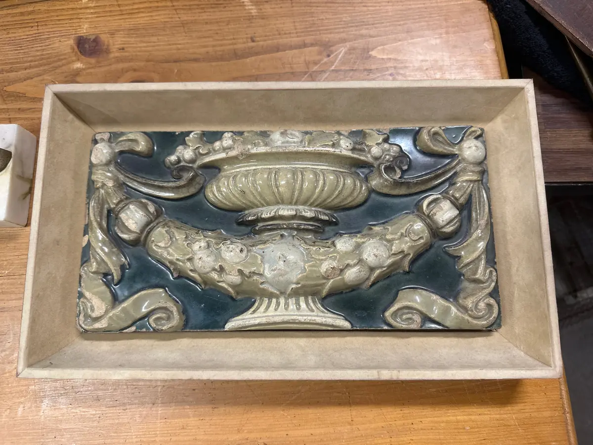 Framed Glazed Terra Cotta Building Fragment 1