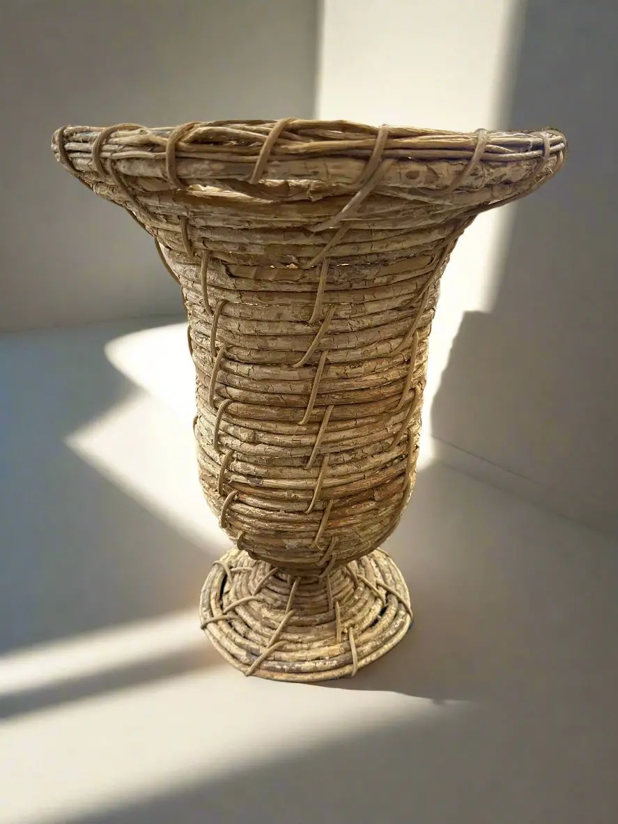 Shaped Twig Pedestal Vase/ Basket 1