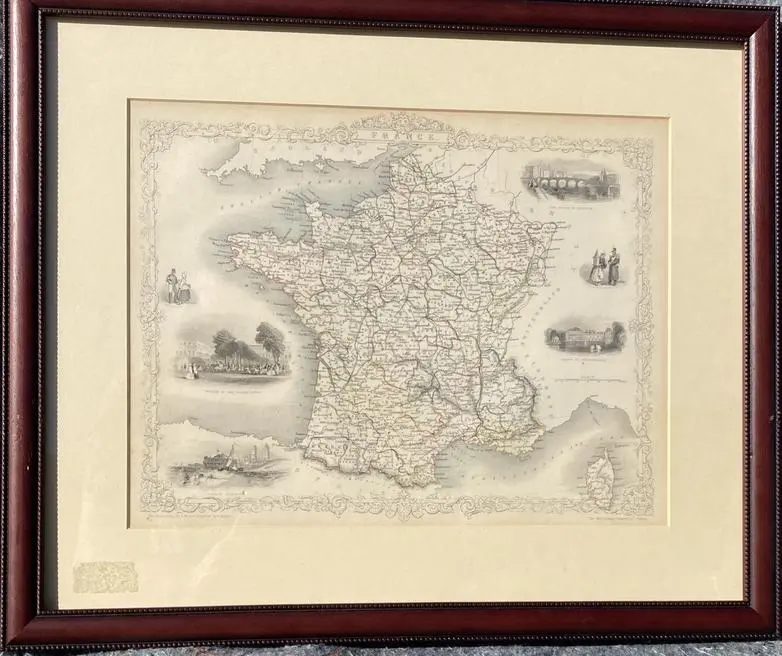 Framed Illustrated Map Of France 1