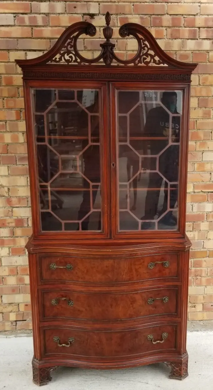Small Federal Style Serpentine Front Mahogany China Cabinet 1
