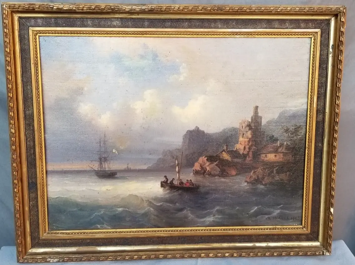 Oil Painting Of A Small Boat On A Choppy Sea 1