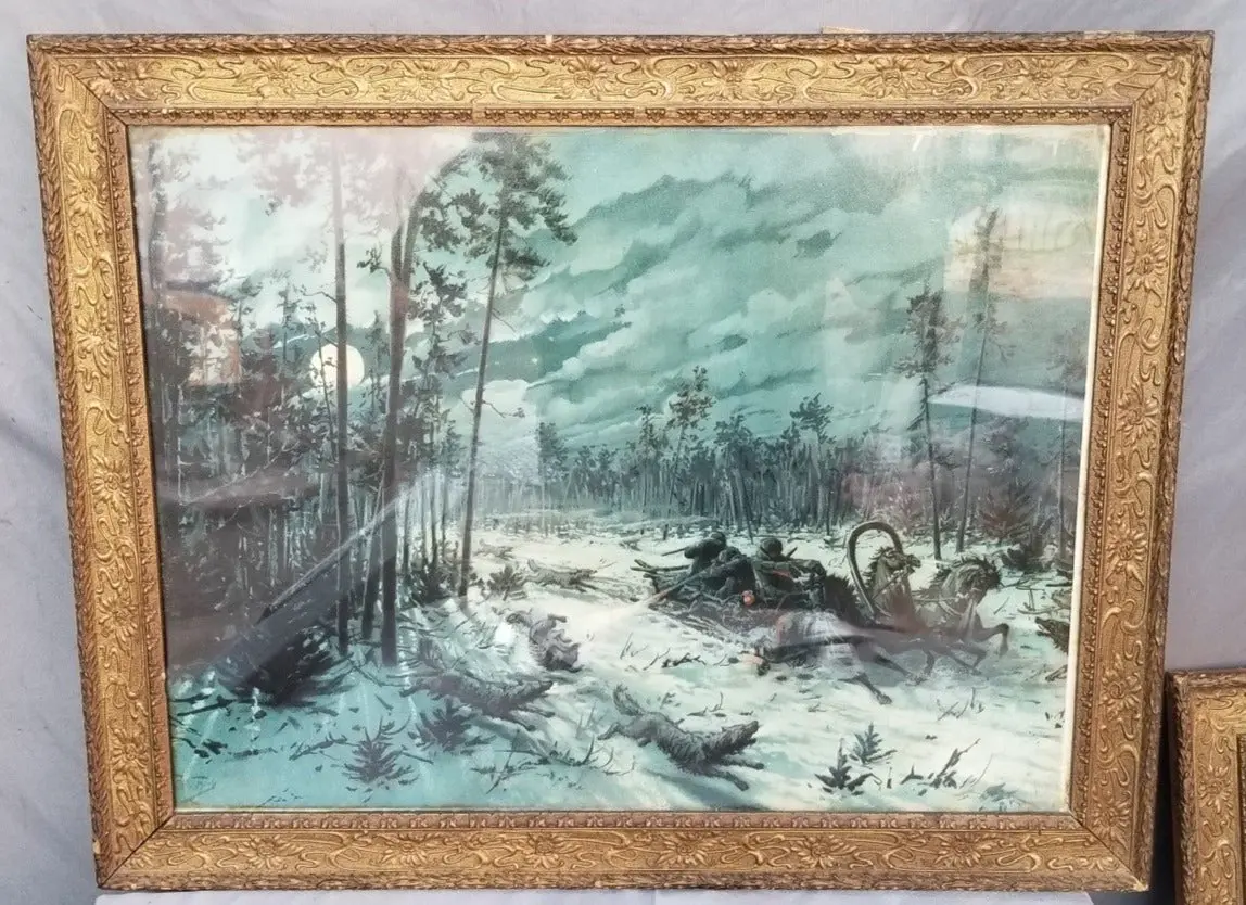 Print Of Wolves Chasing Sleigh 1