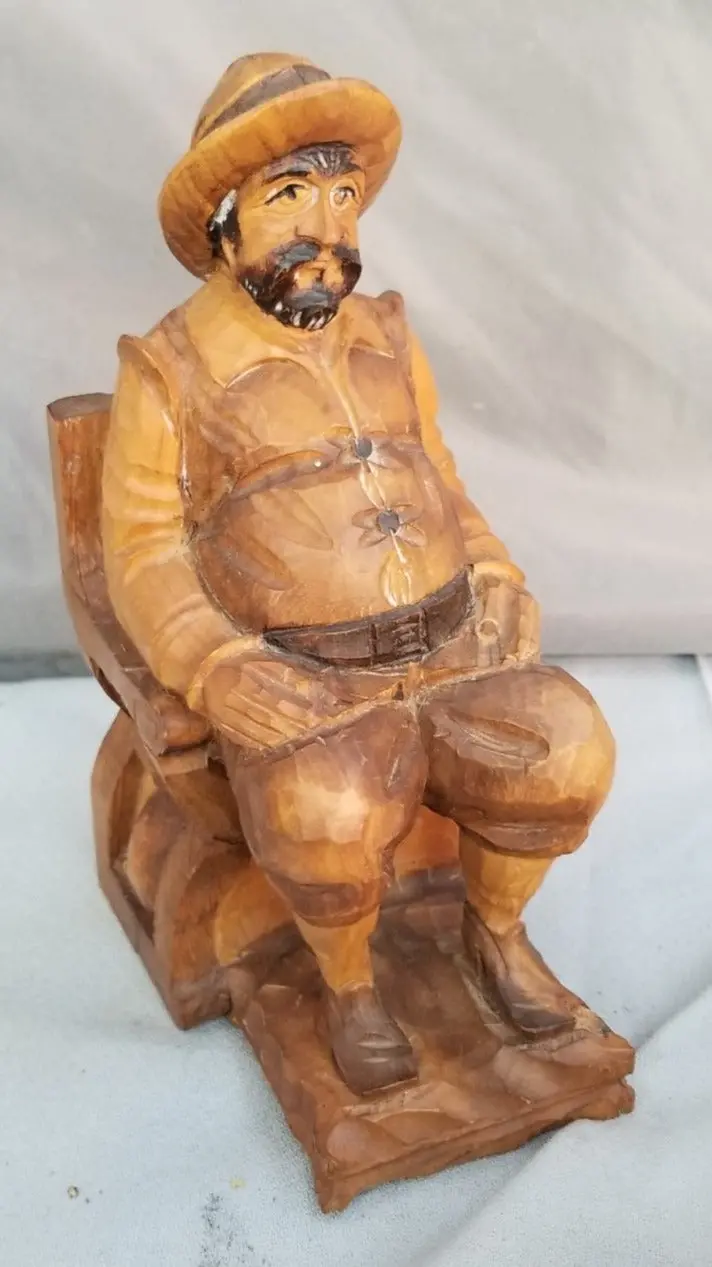 Carved Wood Man Bookend 1