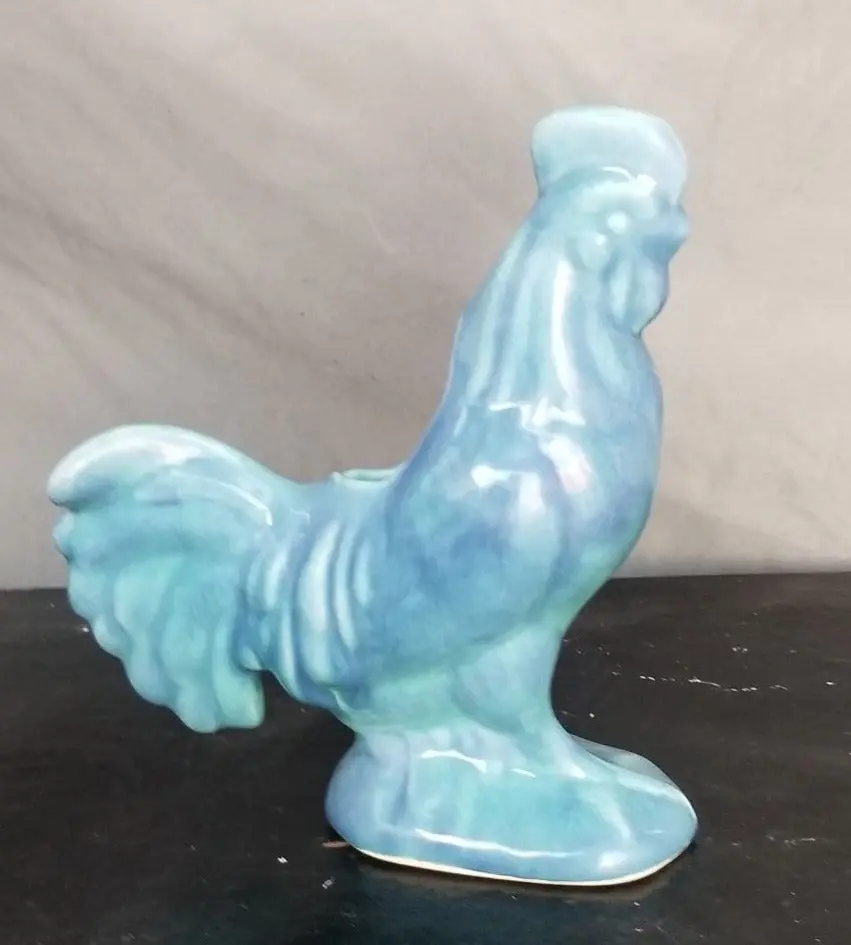 Glazed Blue Rooster Planter 1