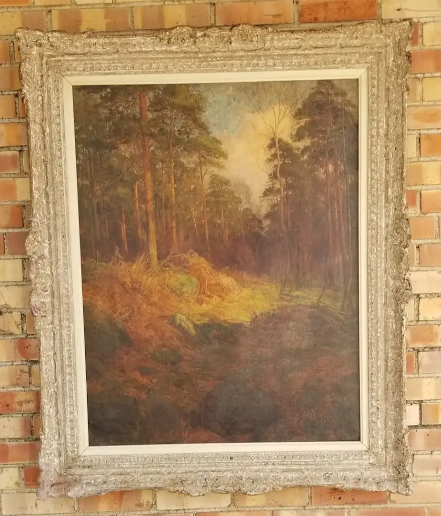 Vertical Sylvan Oil Painting Signed Alford Elsworth 1