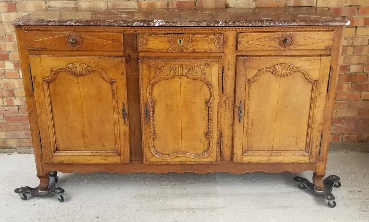 18Th Century Marble Top Louis Xv Oak Sideboard 1