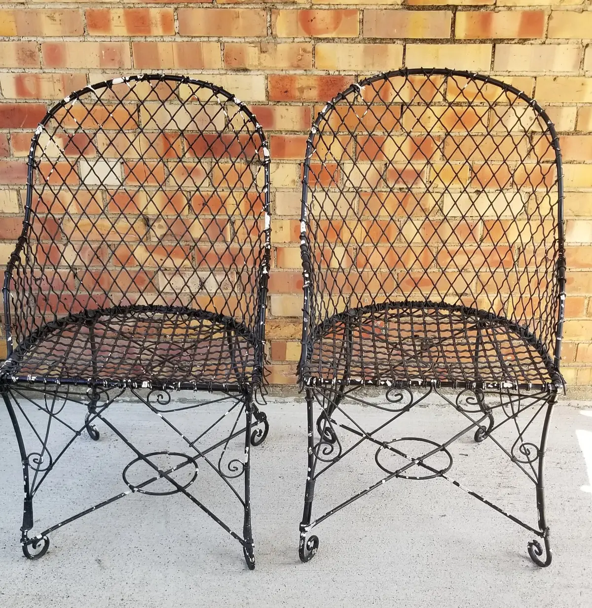 Pair Of Iron Wire Garden Chairs 1