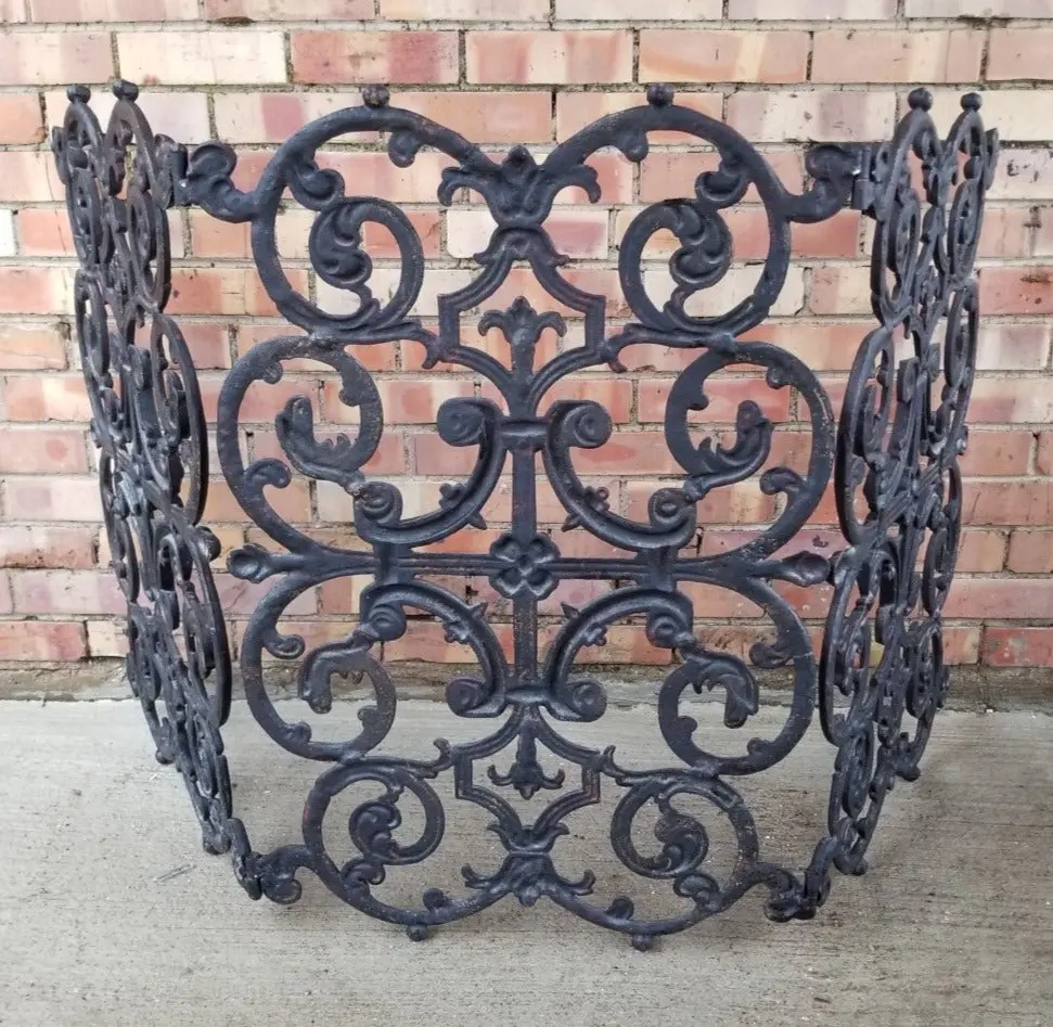 Ornate Cast Metal Folding Fire Screen 1