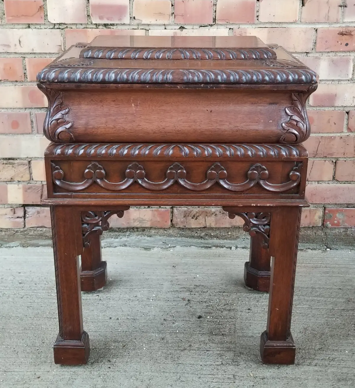 Quality Carved Mahogany Box On Stand 1