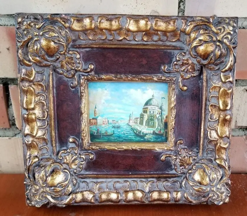 Small Gold Framed Oil Painting Of Venice 1