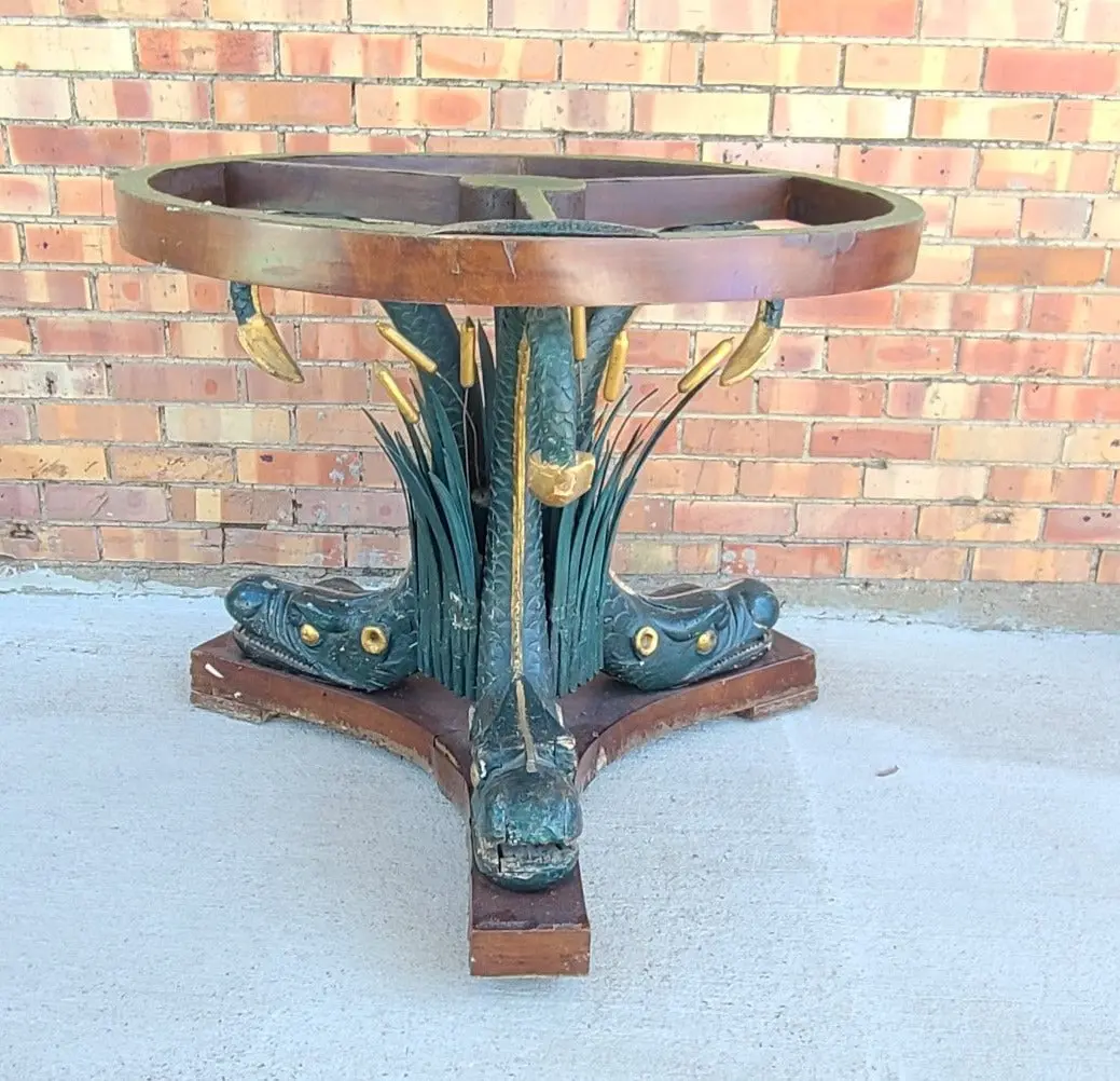 Green And Gilt Dragon Table Base-No Top 1
