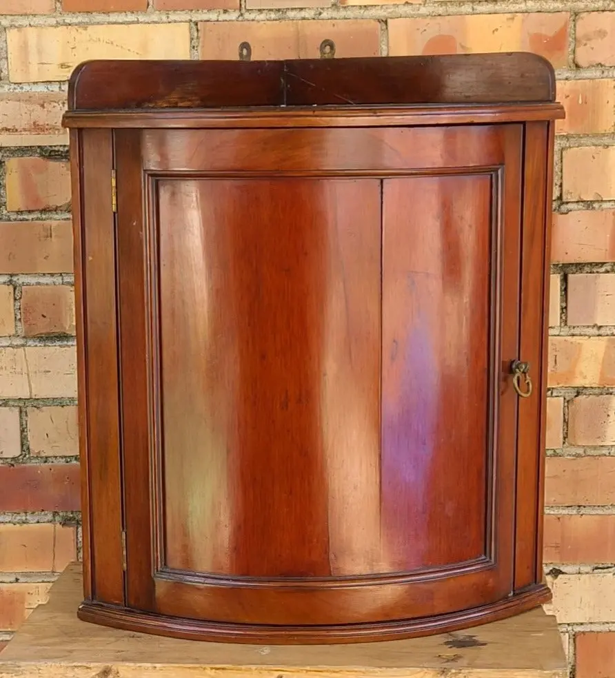 Small English Mahogany Corner Wall Cabinet 1