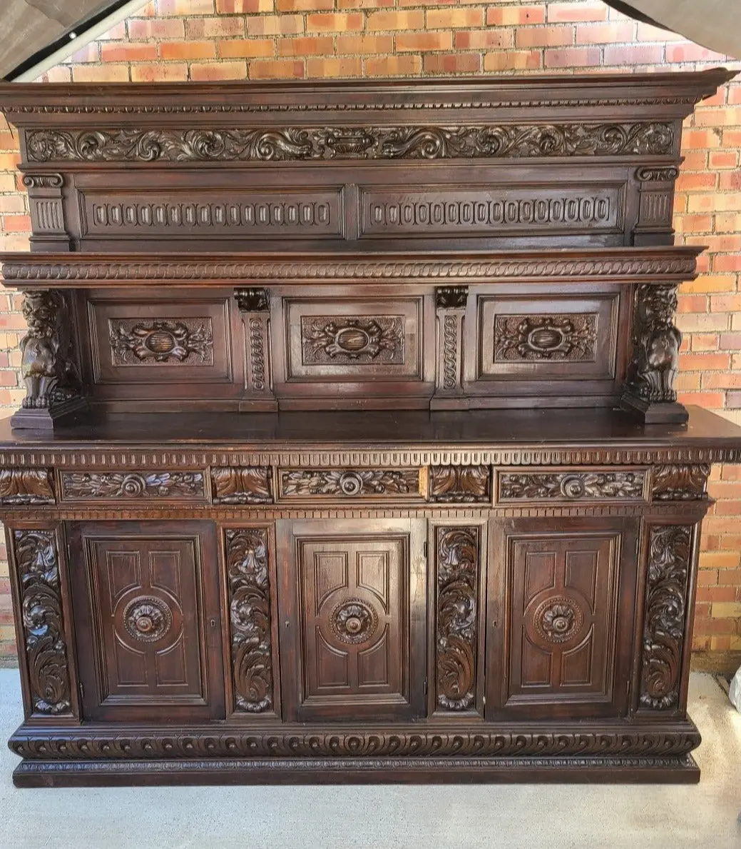 Large Italian Carved Sideboard With Back Splash 1