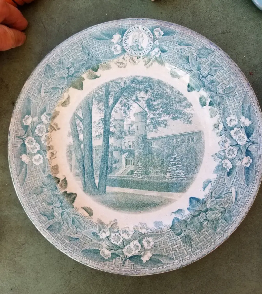 Green Transferware Wedgwood University Plate 1