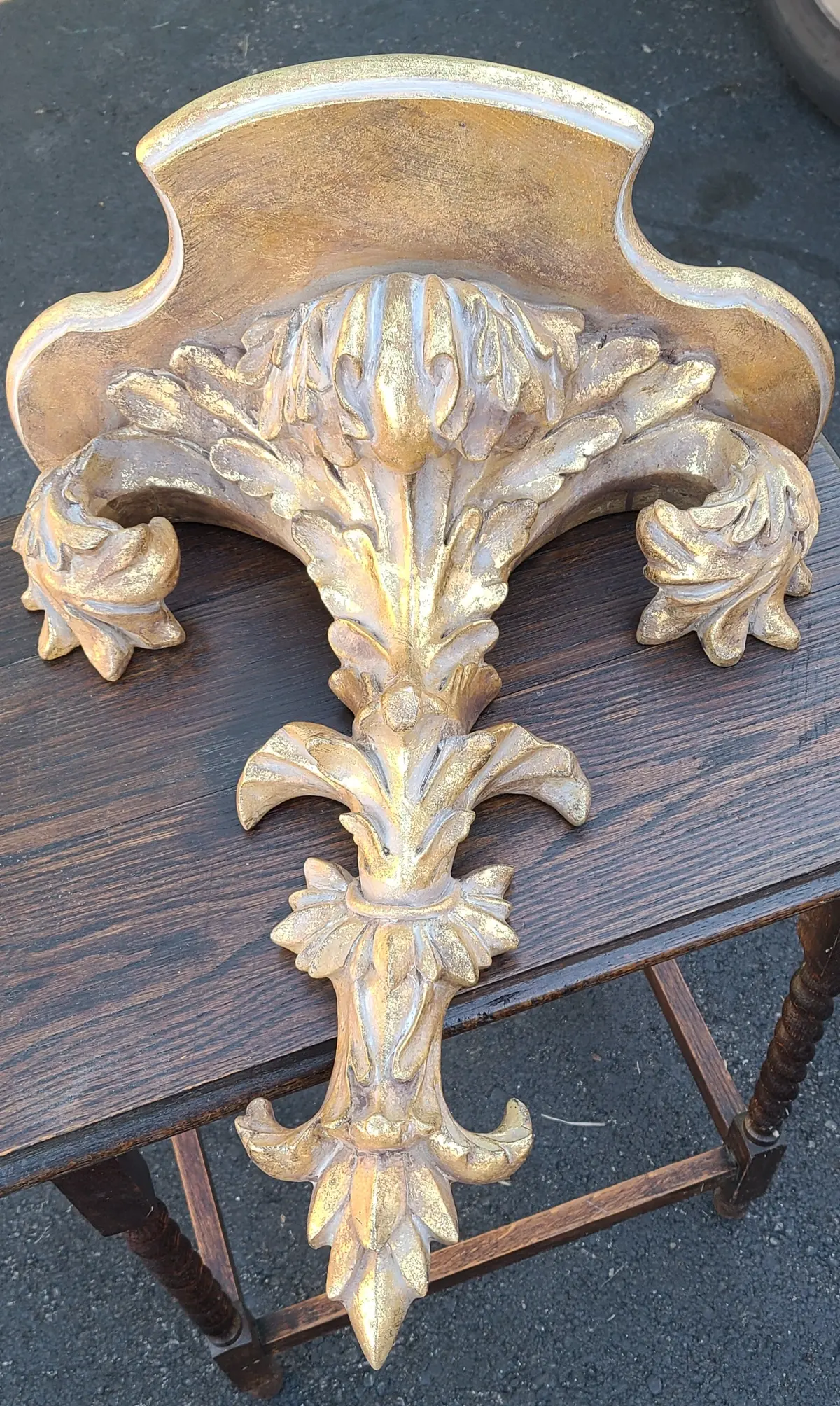 Ornate Gold Italian Composition Fleur Di Lis Wall Bracket Shelf 1