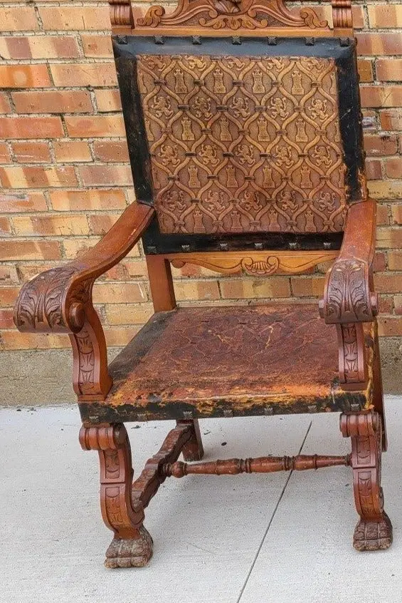 Leather Seat Knight Theme Chair With Arms 1
