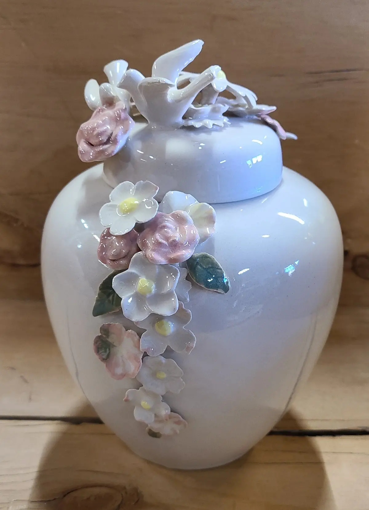 Ginger Jar With Floral And Bird Design 1