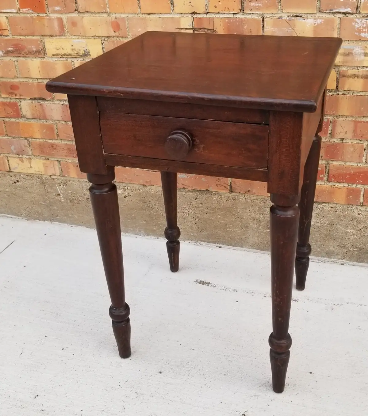 19Th Century Small Turned Leg Cherry Stand With Drawer 1