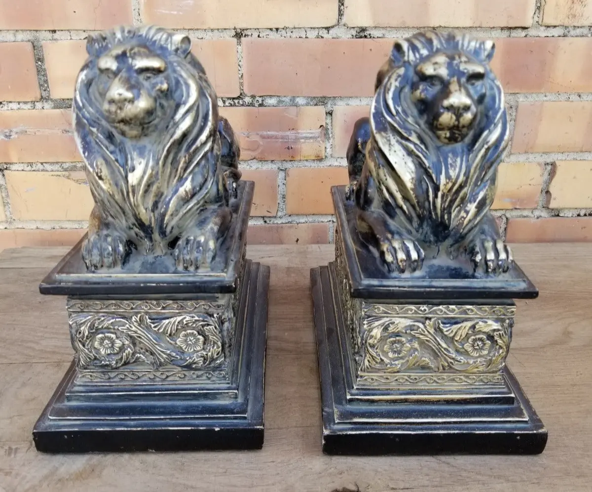 Pair Of Not Old Lion Statues 1
