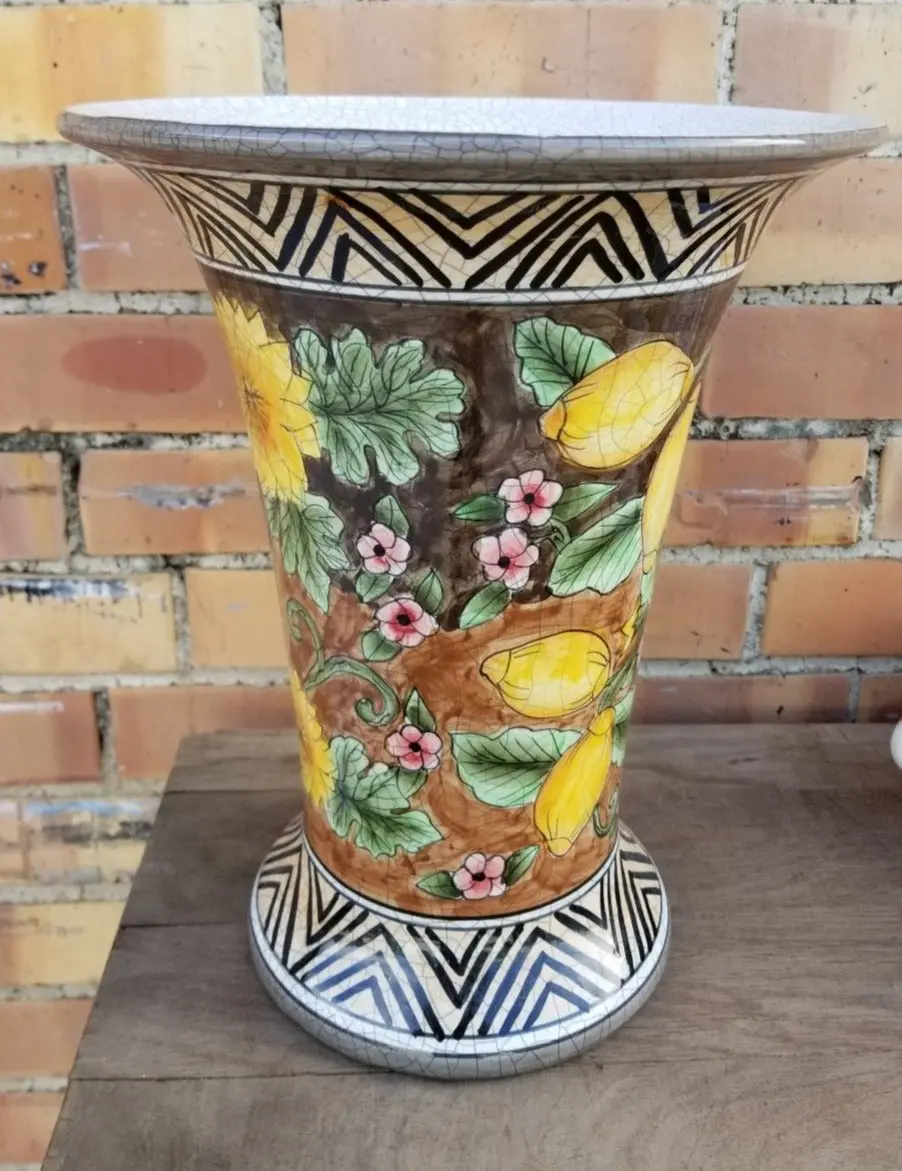 Large Crackled Floral Vase 1