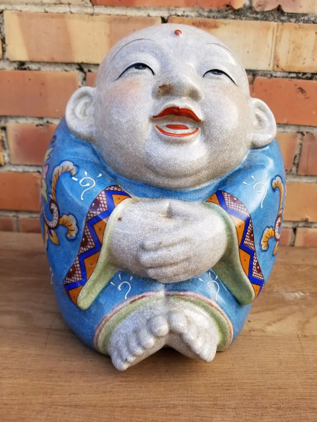 Large Happy Buddah In Blue Robe 1
