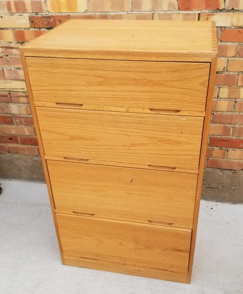 Dovetailed Midcentury Oak Highboy Chest 1