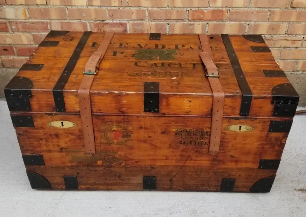 Pine Travel Trunk With Zinc Liner- Calcuta 1