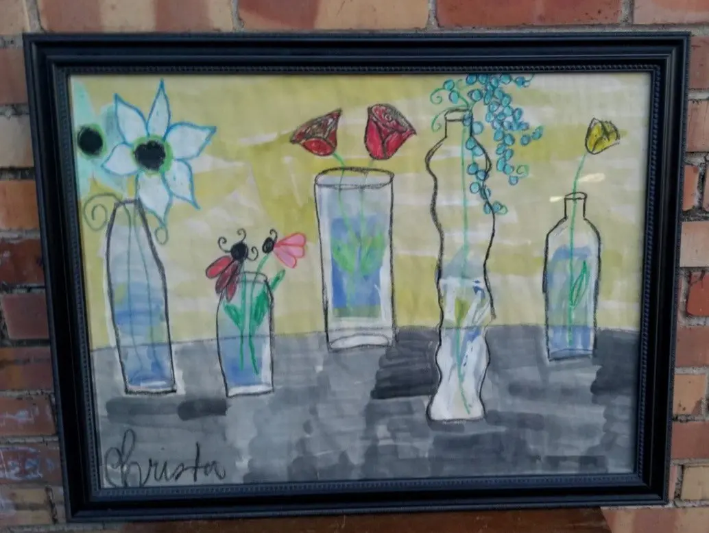 Mixed Media Painting Of Vases 1