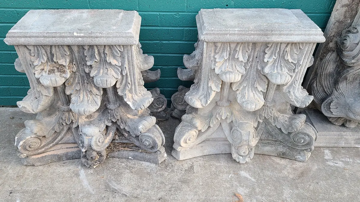 Pair Of Large Concrete Capitols 1
