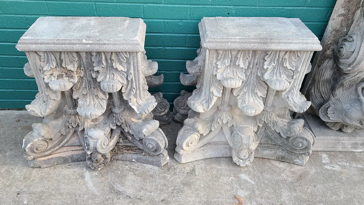 Pair Of Large Concrete Capitols 1