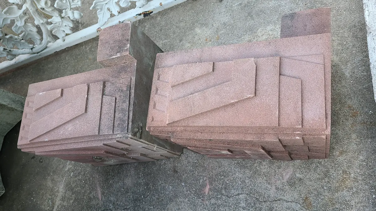 Pair Of Terra Cotta Deco Blocks 1