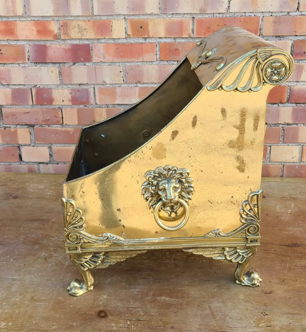 Brass Claw Foot Coal Hod 1