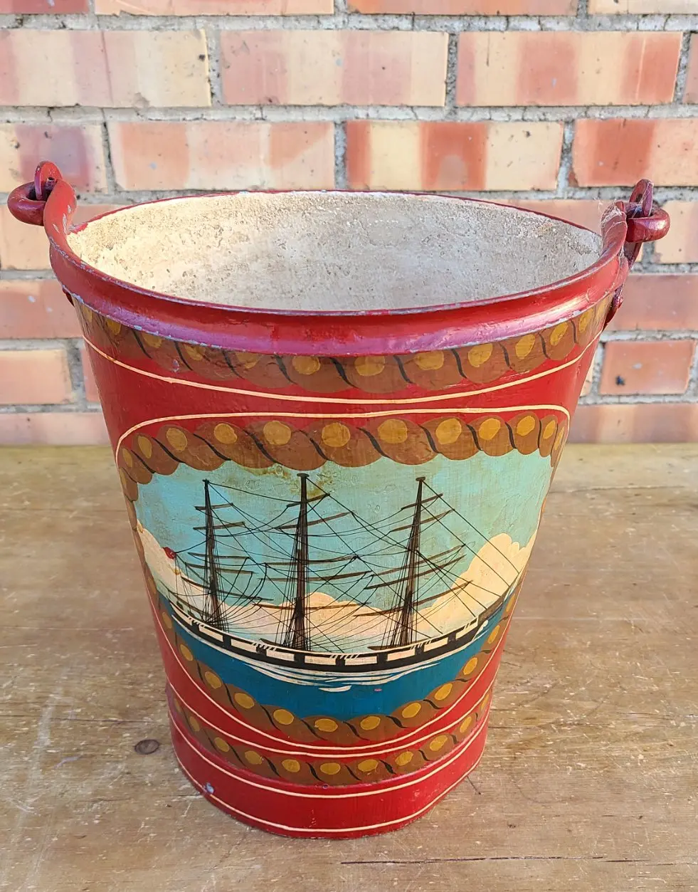 Red Fire Bucket With Ship 1